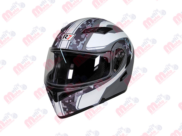 CASCO ABATIBLE R7 RACING UNSCARRED DOBLE MICA DOT M GRS/BCO/MATE