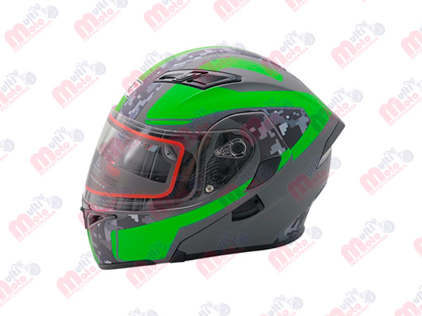 CASCO ABATIBLE R7 RACING UNSCARRED DOBLE MICA DOT M GRS/VDE FLUO/MATE