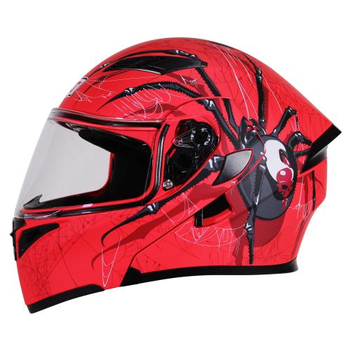 CASCO ABATIBLE R7 RACING UNSCARRED SPIDER DOBLE MICA DOT L NGO/ROJ/BCO/MATE
