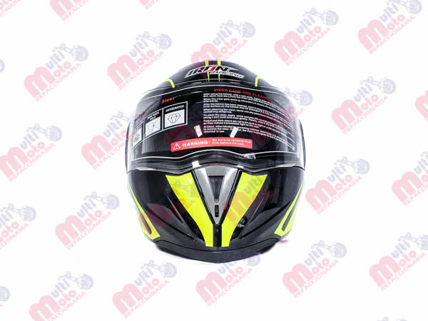 CASCO ABATIBLE IRON RACING DOBLE MICA DOT ARIES NEON AMARILLO/NEGRO TALLA L