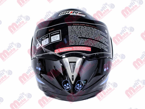 CASCO ABATIBLE IRON RACING DOBLE MICA DOT TAURUS AZUL/NEGRO TALLA M