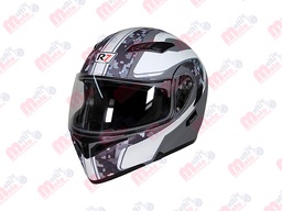 [7101-1818] CASCO ABATIBLE R7 RACING UNSCARRED DOBLE MICA DOT M GRS/BCO/MATE