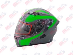 [7101-1828] CASCO ABATIBLE R7 RACING UNSCARRED DOBLE MICA DOT M GRS/VDE FLUO/MATE