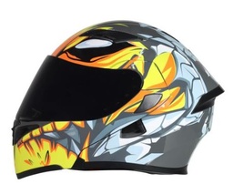 [7101-1950] CASCO ABATIBLE R7 RACING UNSCARRED INFLAMES DOBLE MICA DOT L AMA/BCO/GRS